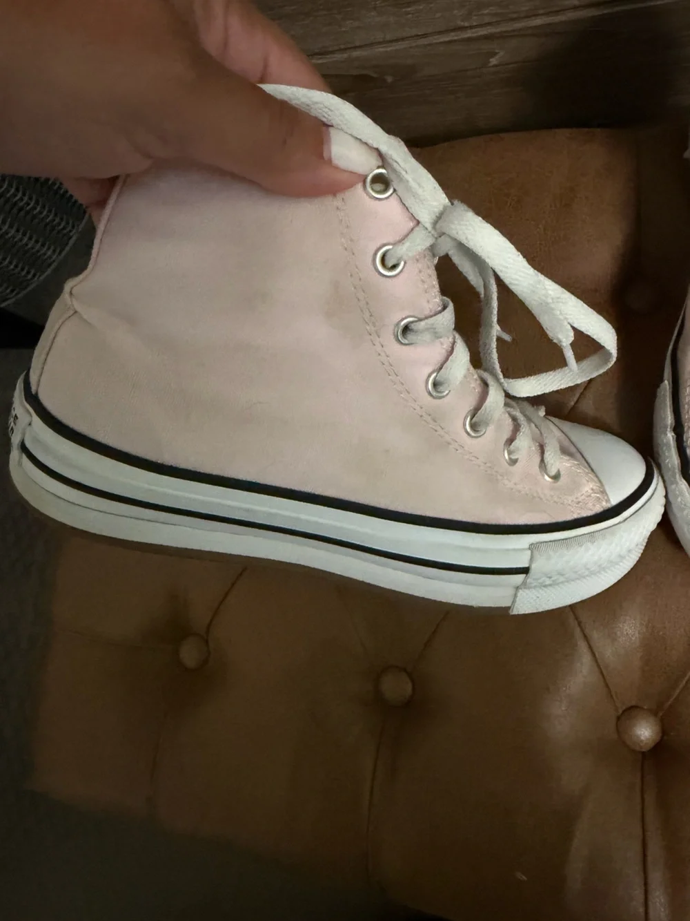 Converse Girls Pink Platform High Top Sneakers - Size 4.5